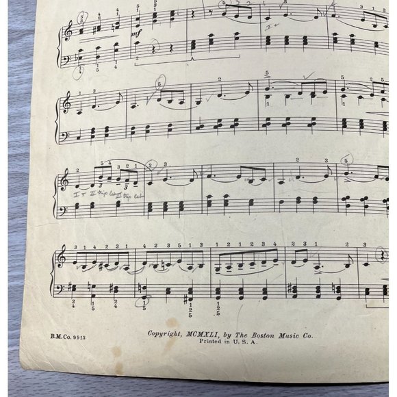 Tchaikovsky Opening Theme from Piano Concerto No 1 Vintage Sheet Music 1941 - Picture 4 of 4